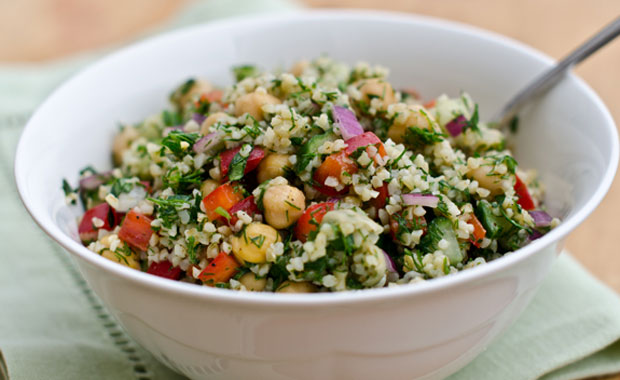 Bulgur Salad with Dill Vegetables and Chick Peas