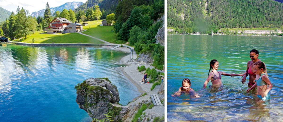 Badespaß in den Tiroler Bergen: Kinder beim Baden in der Klamm // HIMBEER