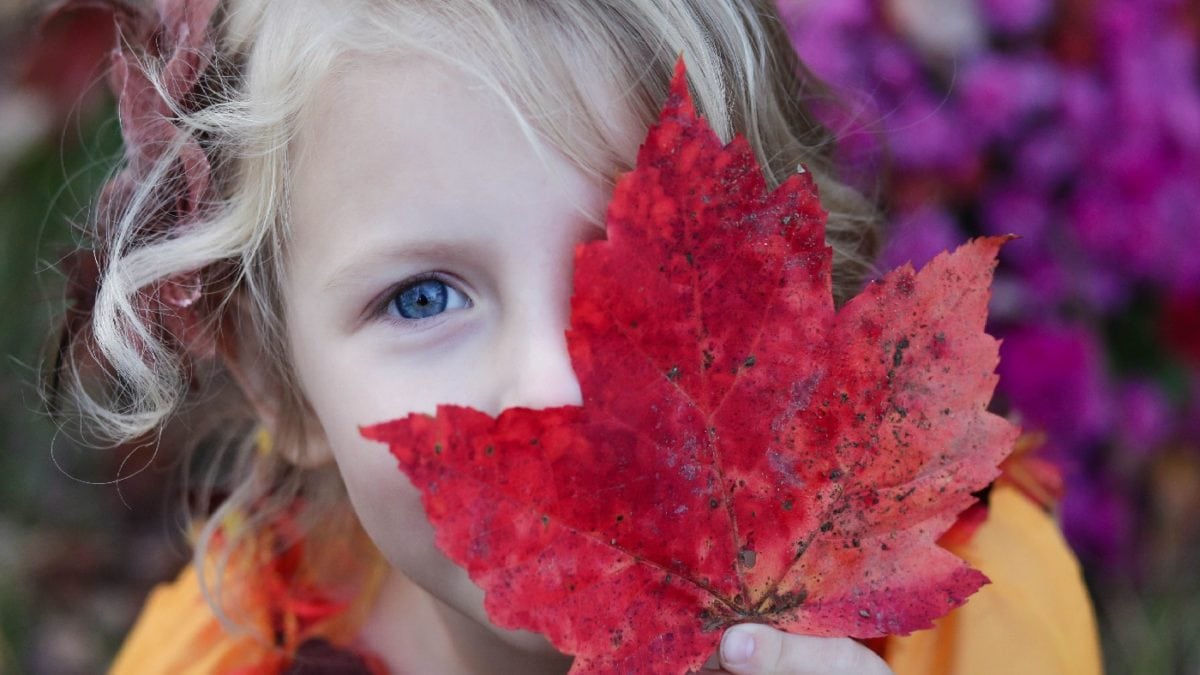 Herbst Maedchen Blatt Rot Wochenendtipps // Muenchen mit Kind