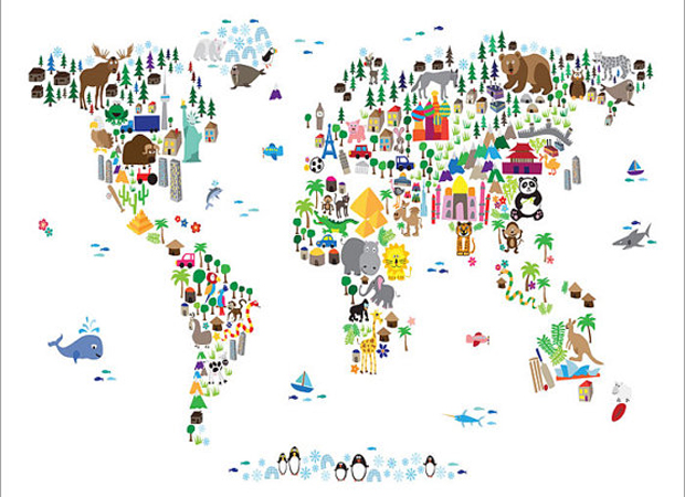 Animal Map Of The World // HIMBEER