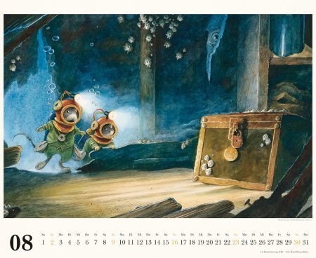 Die schönsten Kinderkalender 2020: Mäuseabenteuer von Torben Kuhlmann, Kalenderblatt August // HIMBEER