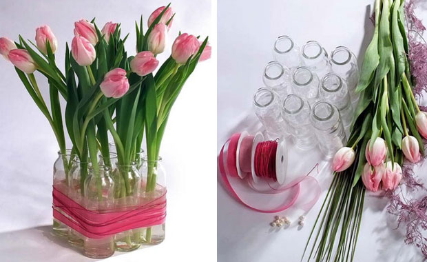 Vasen selber machen aus kleinen Flaschen – DIY-Idee // HIMBEER