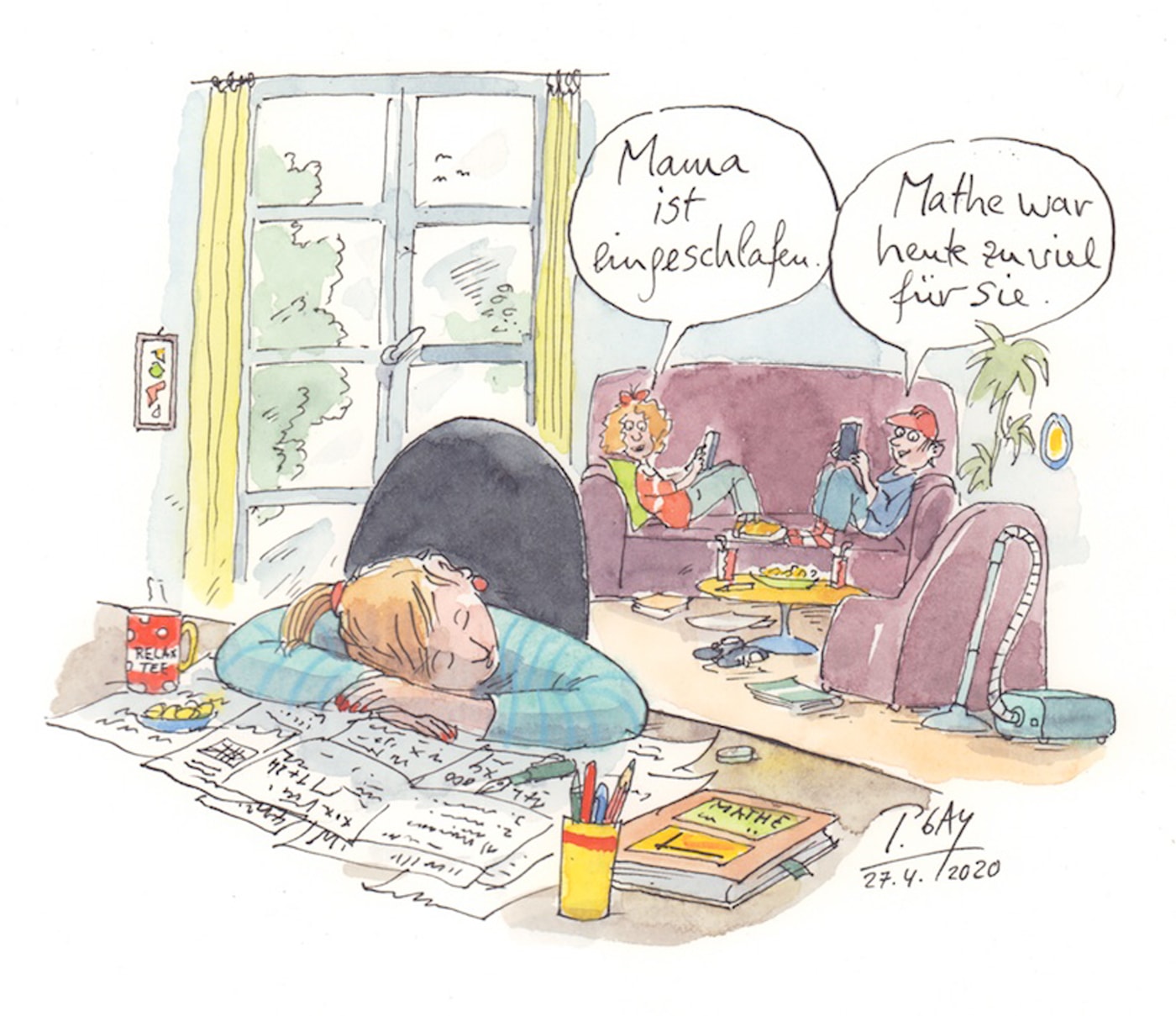 Corona-Zeichnungen von Peter Gaymann: Mama ist eingeschlafen // HIMBEER