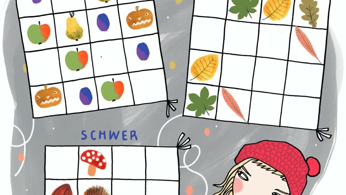 HIMBEERCHEN – Kostenloses Kinderrätsel: Herbst-Sudoku // HIMBEER