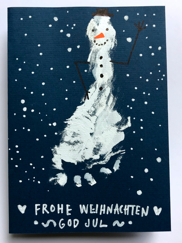 Weihnachtskarte selbstgemacht Fussabdruck // HIMBEER