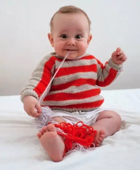 Warmer Streifenpulli für Babys – Strickanleitung Babypullover für Herbst und Winter // HIMBEER