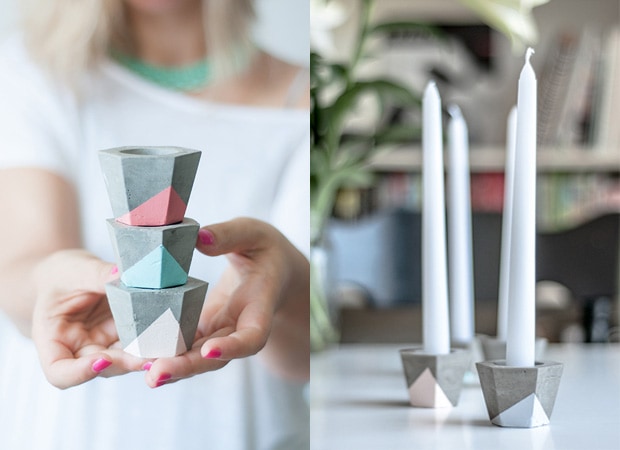 DIY-Kerzenhalter aus Beton – Selber Machen mit Kindern // HIMBEER