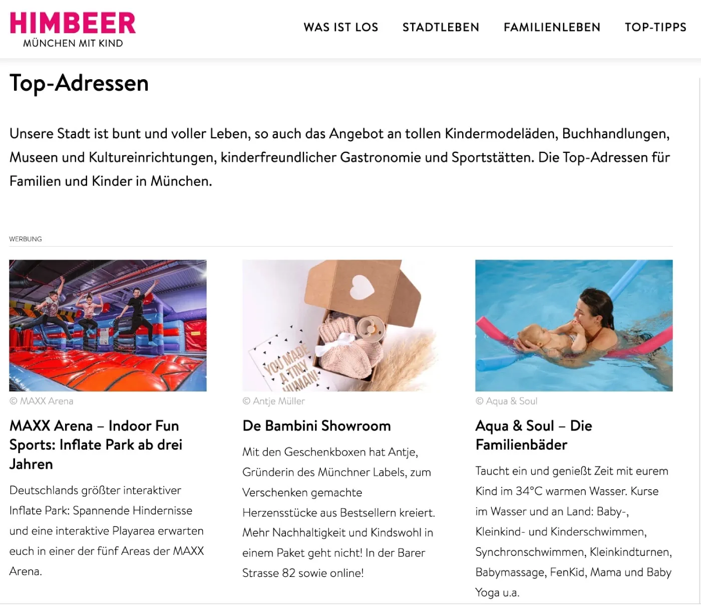 Infos für Veranstalter:innen – Top-Adressen für Familien mit Kindern in München // HIMBEER