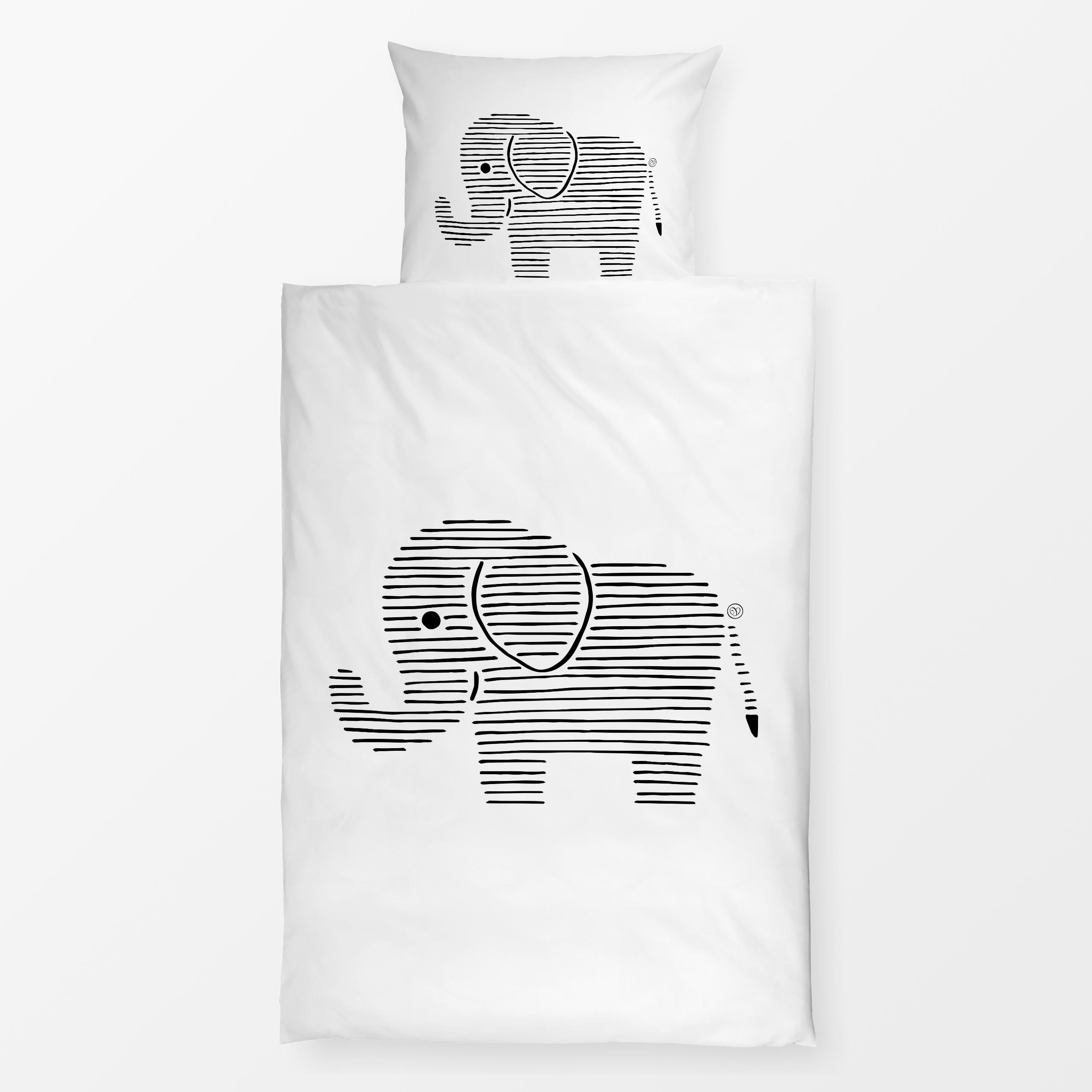 Kuschelige Kinderbettwäsche von Textilwerk mit Elefanten // HIMBEER