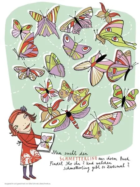 HIMBEERCHEN Kinderrätsel von Silke Schmidt: Mia mag Schmetterlinge // HIMBEER