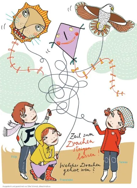 HIMBEERCHEN Kinderrätsel von Silke Schmidt: Drachen steigen lassen // HIMBEER