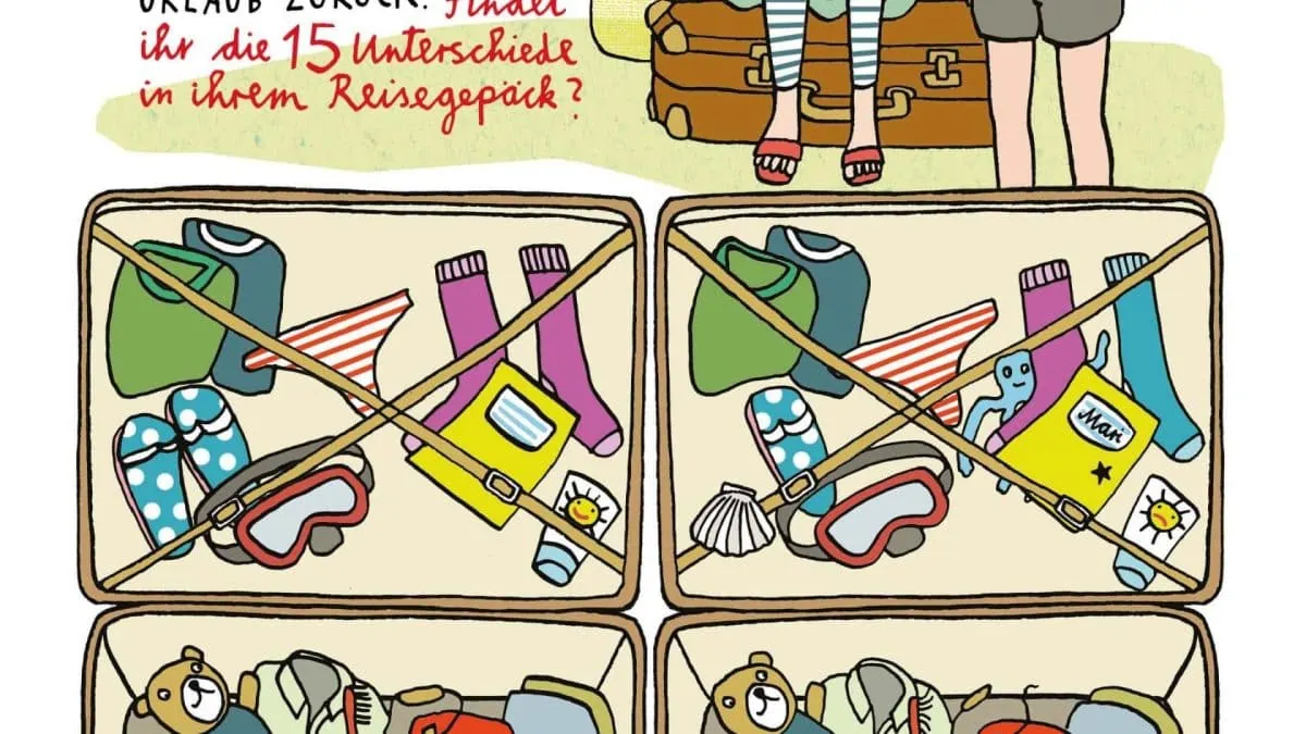 HIMBEERCHEN Kinderrätsel: Die Ferien sind vorbei – was bringt man mit im Reisegepäck // HIMBEER