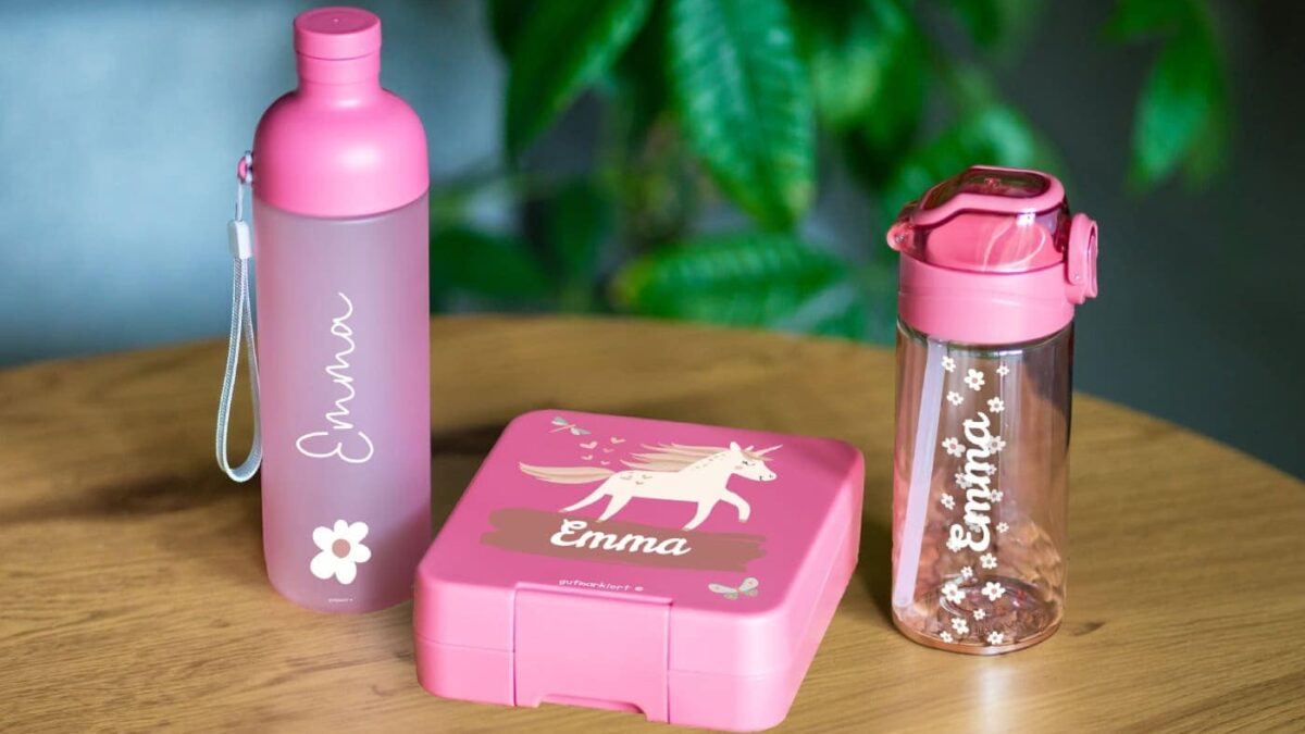 Lunchset mit Trinkflasche und Brotdose von Gutmarkiert // HIMBEER