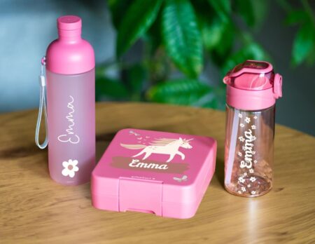 Lunchset mit Trinkflasche und Brotdose von Gutmarkiert // HIMBEER