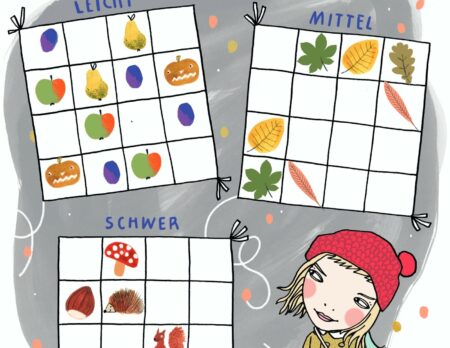 HIMBEERCHEN – Kostenloses Kinderrätsel: Herbst-Sudoku // HIMBEER