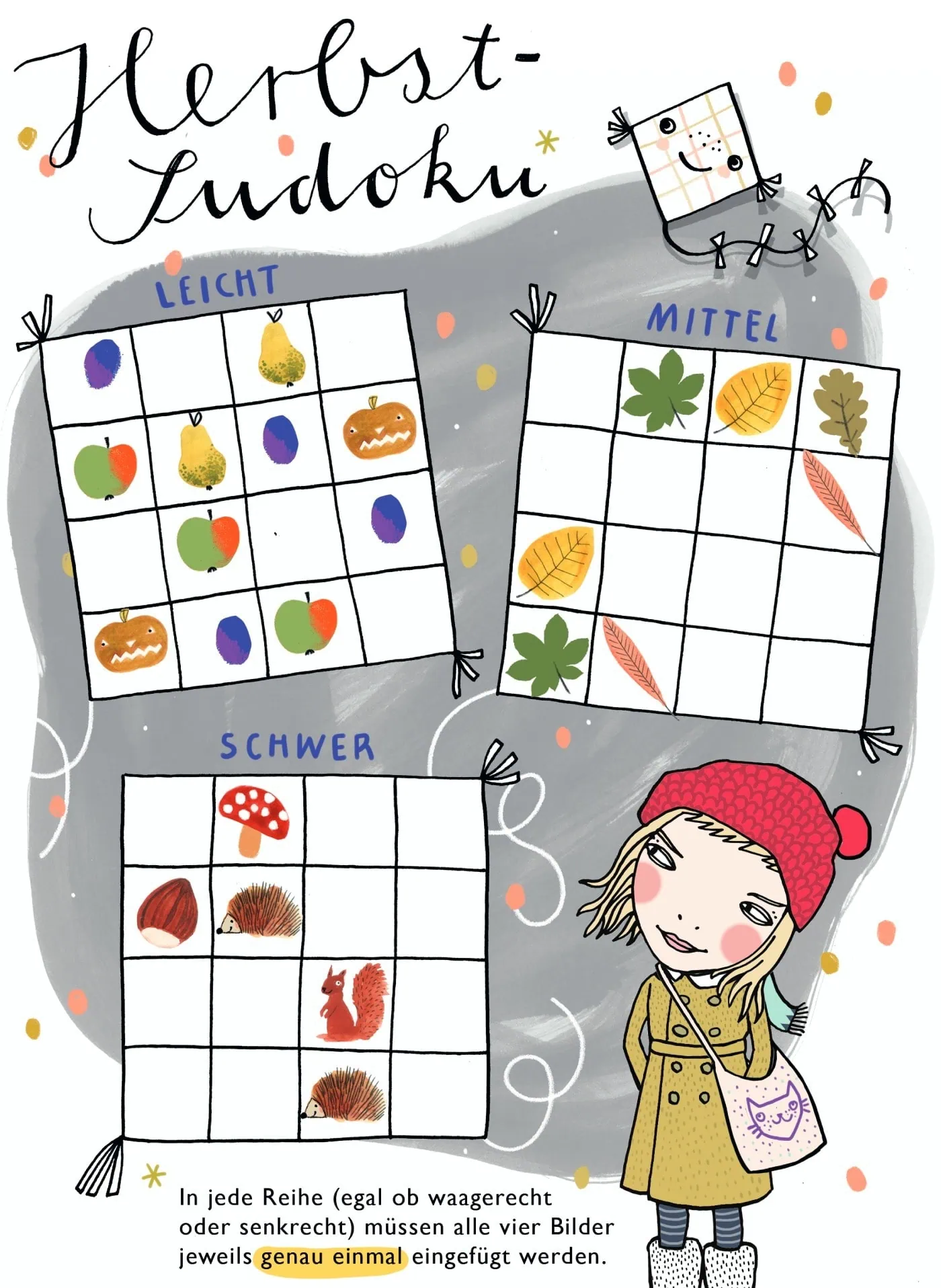 HIMBEERCHEN – Kostenloses Kinderrätsel: Herbst-Sudoku // HIMBEER