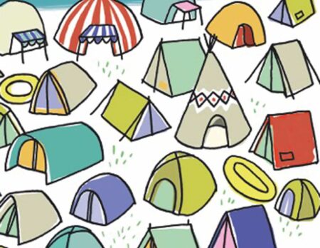 Kinderrätsel kostenlos zum Ausdrucken: Zeltplatz mit Kindern // HIMBEER