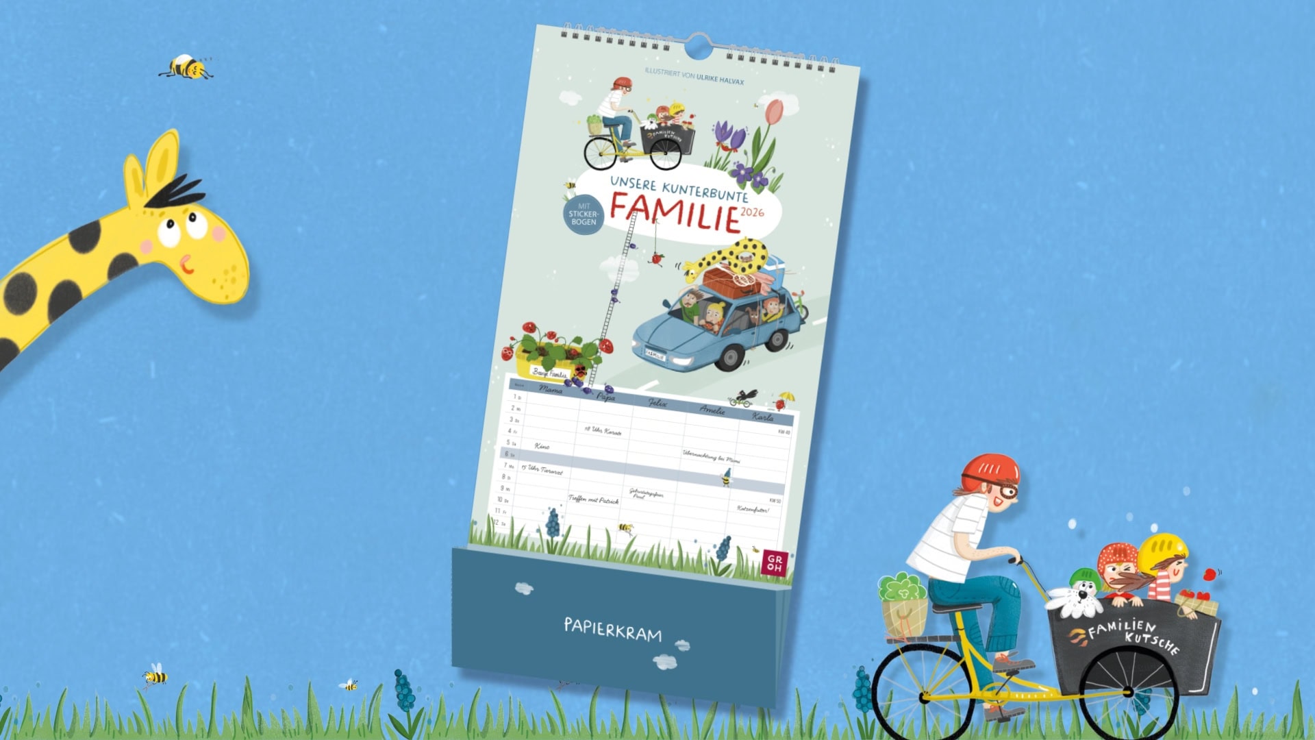 Familienkalender 2026: Unsere kunterbunte Familie - Die Geschenkverlage / Groh Verlag // HIMMBEER