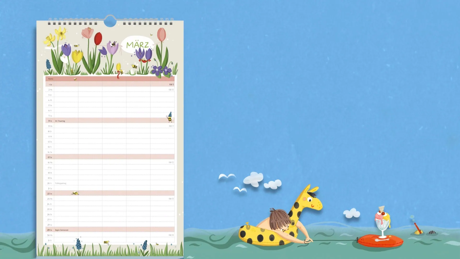 Familienkalender 2026: Unsere kunterbunte Familie - Die Geschenkverlage / Groh Verlag // HIMMBEER